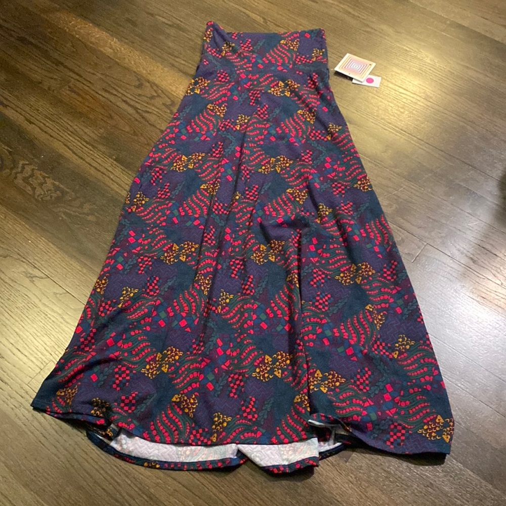 LuLaRoe Maxi Skirt XXS Blue Pink Patterned NEW NWT